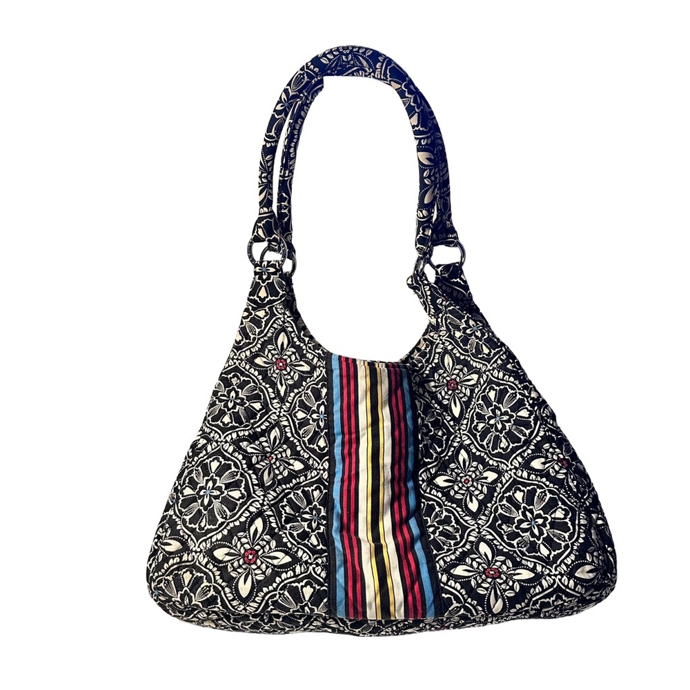 Vera Bradley Barcelona Hobo Satchel Bag Retired Pattern Style Black White Multi